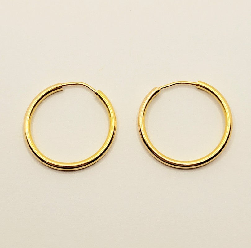18K Yellow Gold Hoop Earrings, 20mm