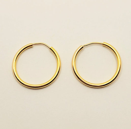 18K Yellow Gold Hoop Earrings, 20mm
