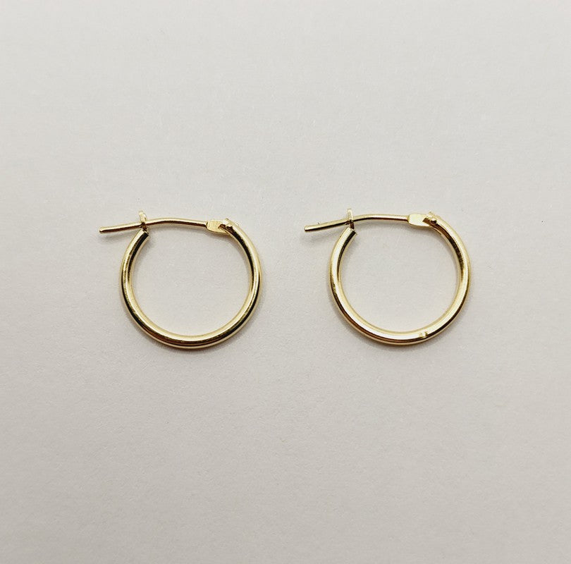 14K Yellow Gold Hoop Earrings, 12mm