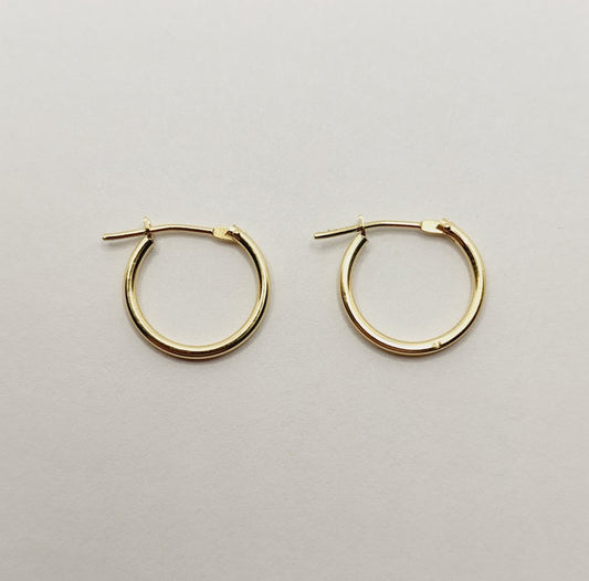 14K Yellow Gold Hoop Earrings, 12mm
