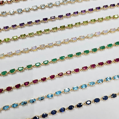 Elegant Solid Gold Bracelet with Genuine Gemstones, Gold jewelry Bracelet, Luxury Gemstone Bracelet, Bracelet for Women