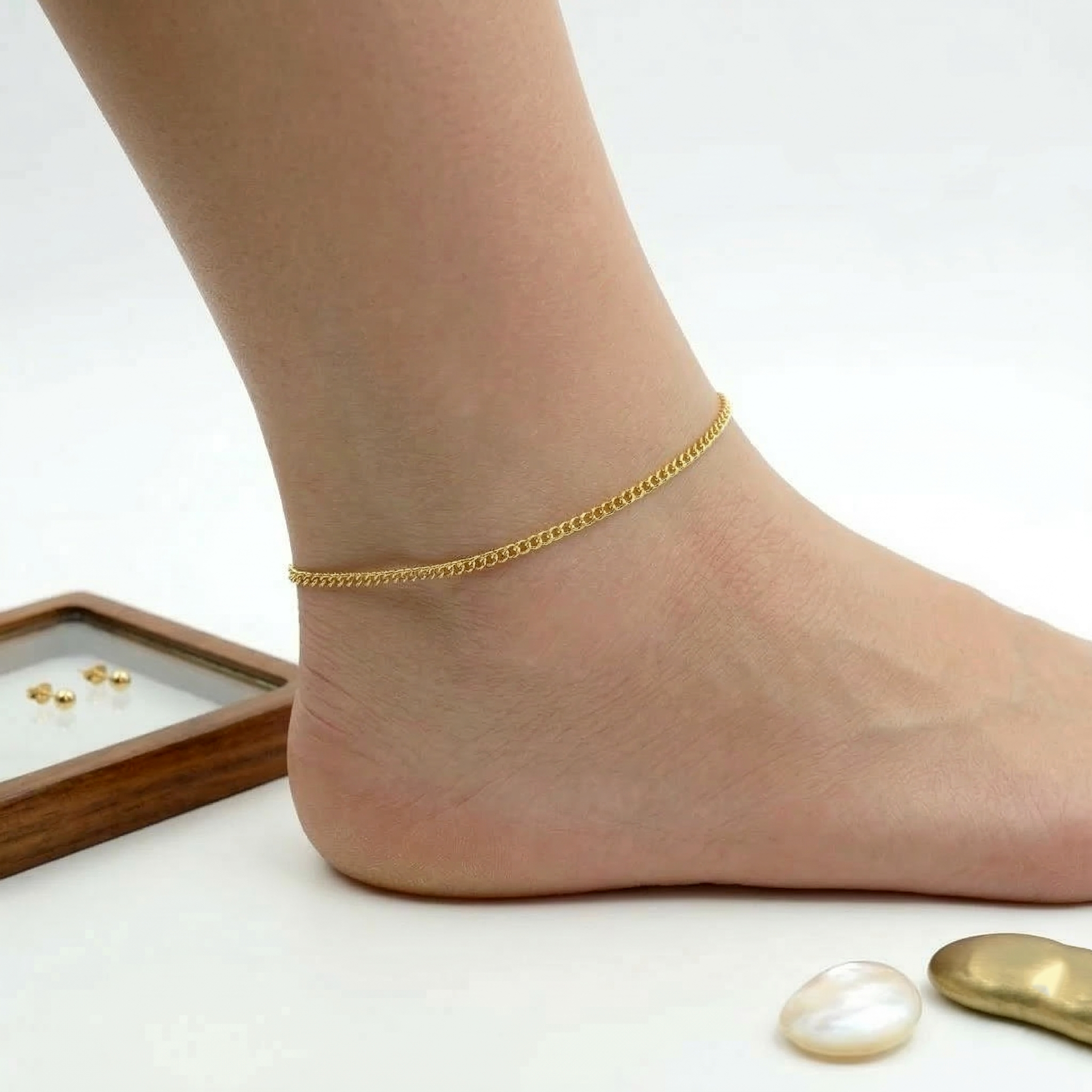 10K Yellow Gold Curb Chain Anklet – 2.8mm Real Gold Ankle Bracelet for Women – 10 Inch Classic Curb Link Foot Chain Jewelry