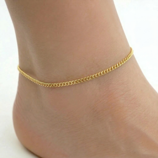 10K Yellow Gold Curb Chain Anklet – 2.8mm Real Gold Ankle Bracelet for Women – 10 Inch Classic Curb Link Foot Chain Jewelry