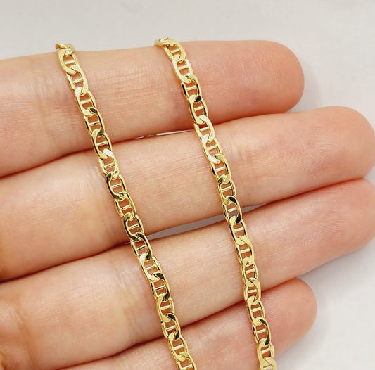 10K Yellow Gold Mariner Anchor Anklet, 3mm