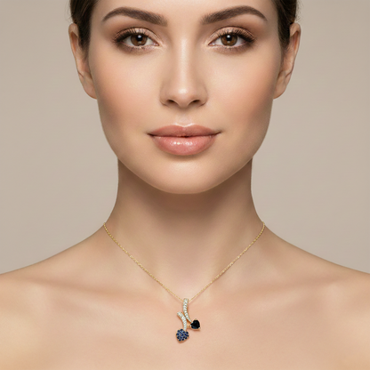 10K Yellow Gold Blue Sapphire Heart Pendant Necklace, September Birthstone Sapphire