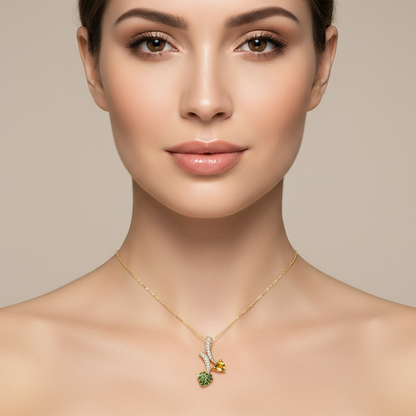 10K Gold Tsavorite Sapphire Heart Pendant | Yellow & White Sapphires