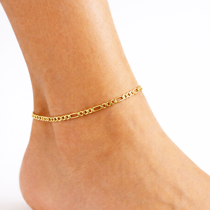 10K Solid Gold Figaro Anklet, Dainty Foot Jewelry