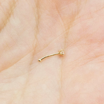 14K Yellow Gold Nose Stud with Diamond, Natural Diamond Nose Pin, Gold Nose Piercing, Gold Nose Stud Perfect Birthday Gift