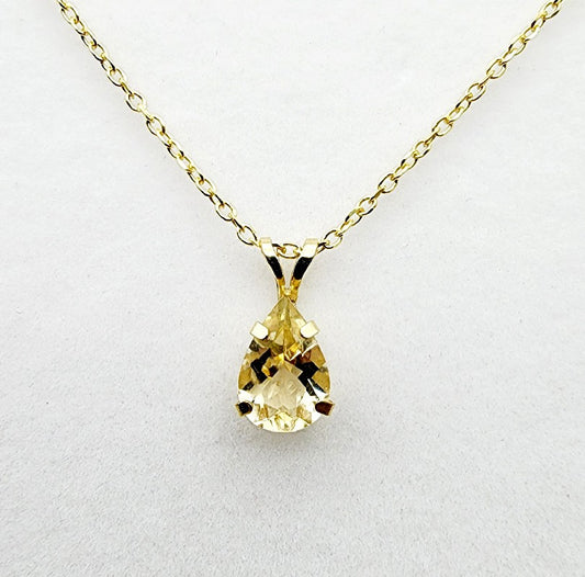 14K Yellow Gold Citrine 8x6mm Pendant