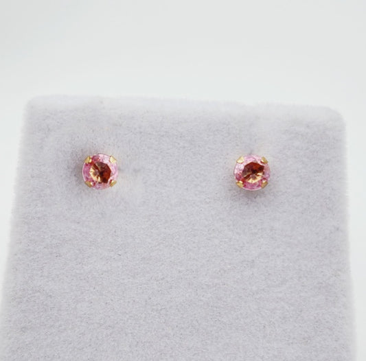 14K Yellow Gold Tourmaline 3x3mm Stud Earrings