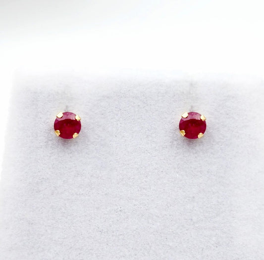 10K Yellow Gold Ruby 3.8mm Stud Earrings
