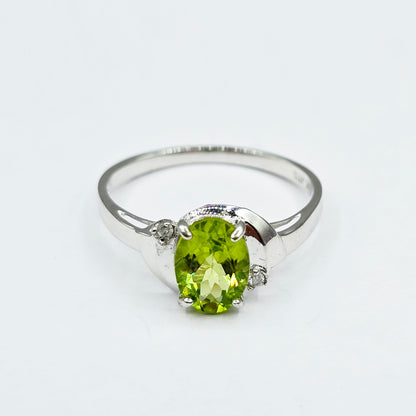 Gold Natural Gemstone Ring , 10K Solid Gold Genuine Gemstone 8x6mm Ring with Diamonds, Birthstone Ring, Rings Jewelry, Gift For Her