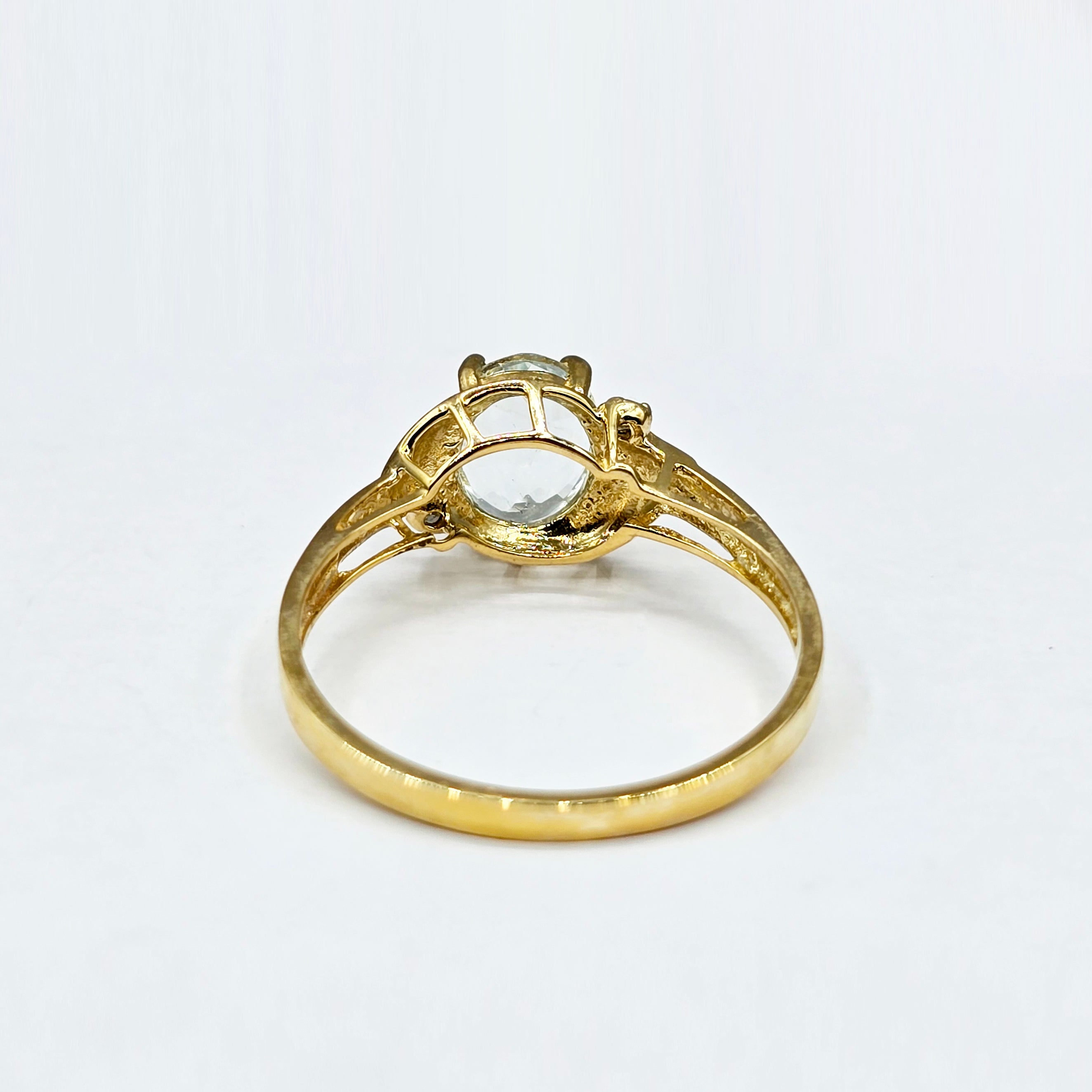 Gold Natural Gemstone Ring , 10K Solid Gold Genuine Gemstone 8x6mm Ring with Diamonds, Birthstone Ring, Rings Jewelry, Gift For Her