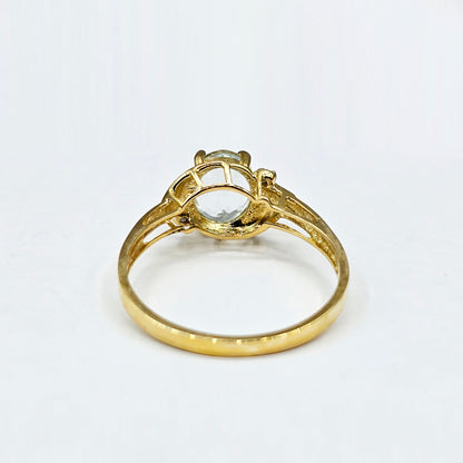 Gold Natural Gemstone Ring , 10K Solid Gold Genuine Gemstone 8x6mm Ring with Diamonds, Birthstone Ring, Rings Jewelry, Gift For Her