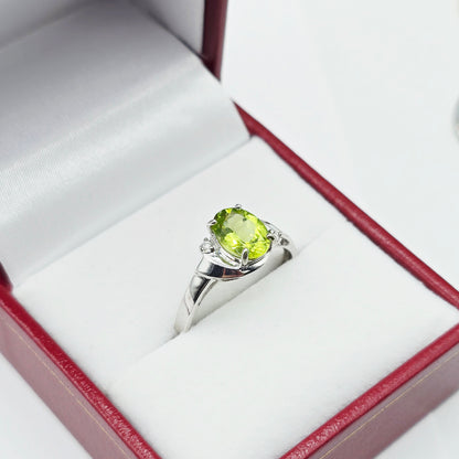Gold Natural Gemstone Ring , 10K Solid Gold Genuine Gemstone 8x6mm Ring with Diamonds, Birthstone Ring, Rings Jewelry, Gift For Her