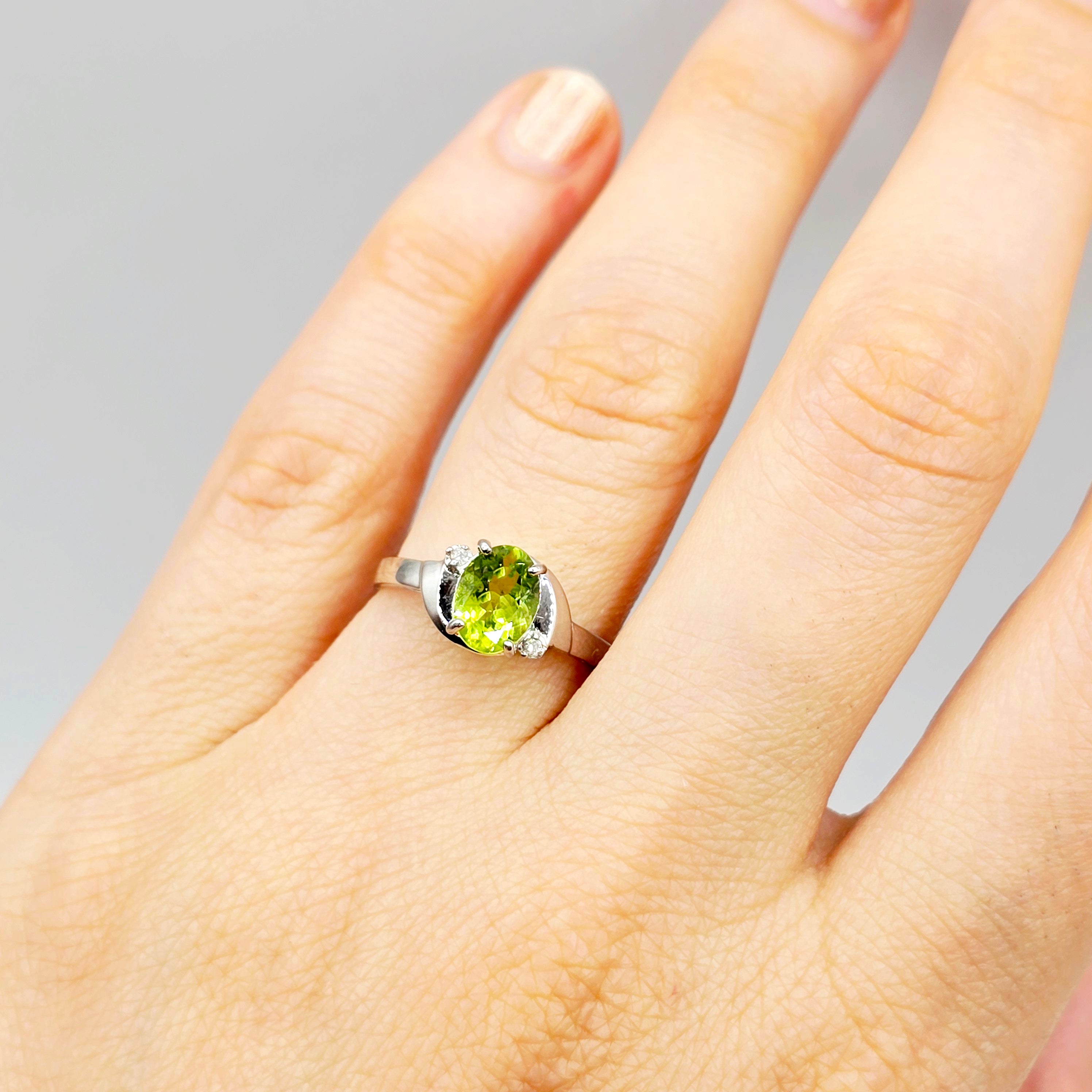 Gold Natural Gemstone Ring , 10K Solid Gold Genuine Gemstone 8x6mm Ring with Diamonds, Birthstone Ring, Rings Jewelry, Gift For Her