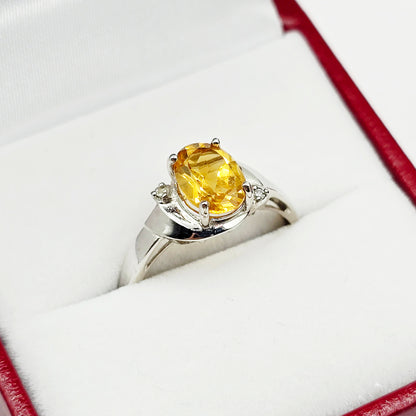 Gold Natural Gemstone Ring , 10K Solid Gold Genuine Gemstone 8x6mm Ring with Diamonds, Birthstone Ring, Rings Jewelry, Gift For Her