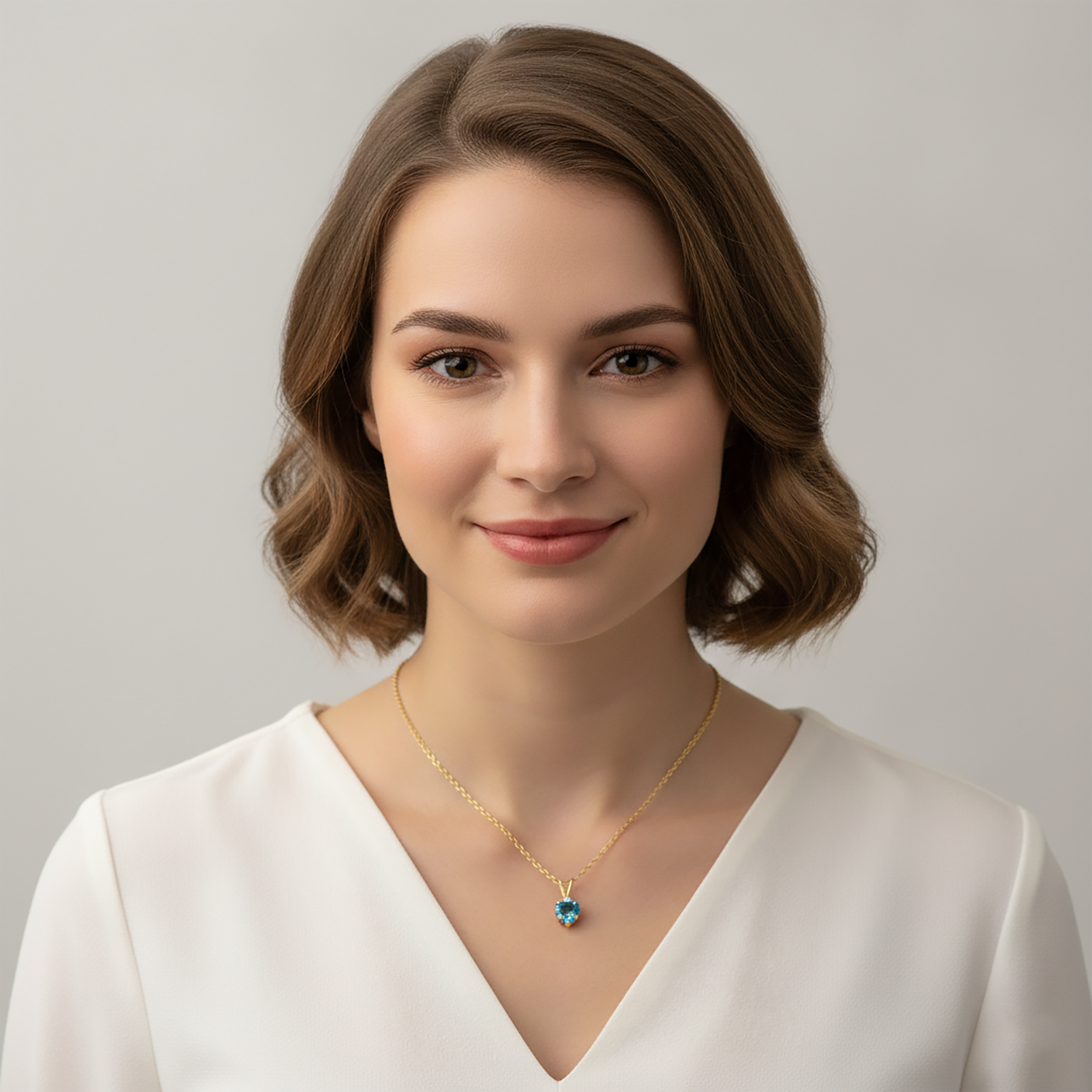 10K Gold Blue Topaz Heart Pendant with Moonstone, Handmade Necklace, 6x6mm Genuine Topaz Jewelry