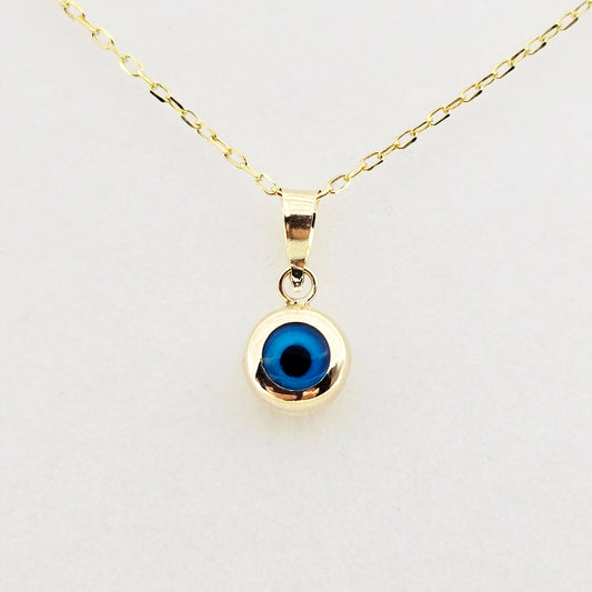 Gold Evil Eye Pendant | 10K Yellow Gold Evil Eye Pendant | Good Luck Necklace | Protection Pendant