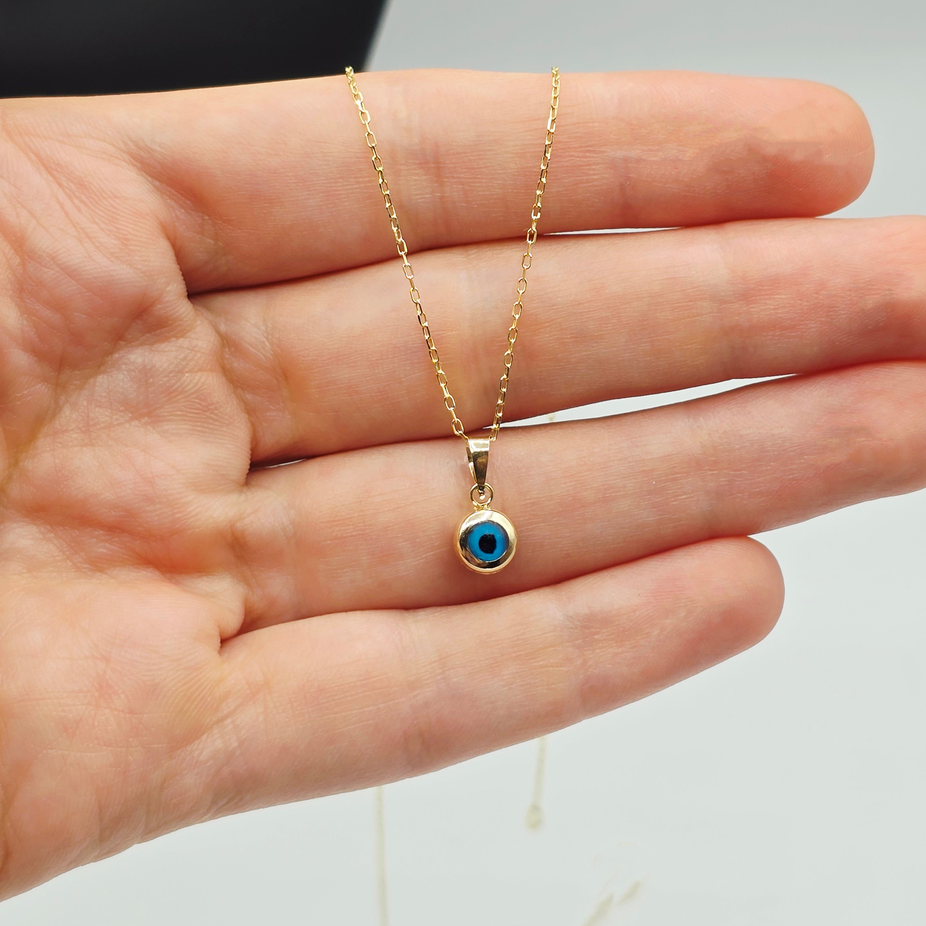 Gold Evil Eye Pendant | 10K Yellow Gold Evil Eye Pendant | Good Luck Necklace | Protection Pendant