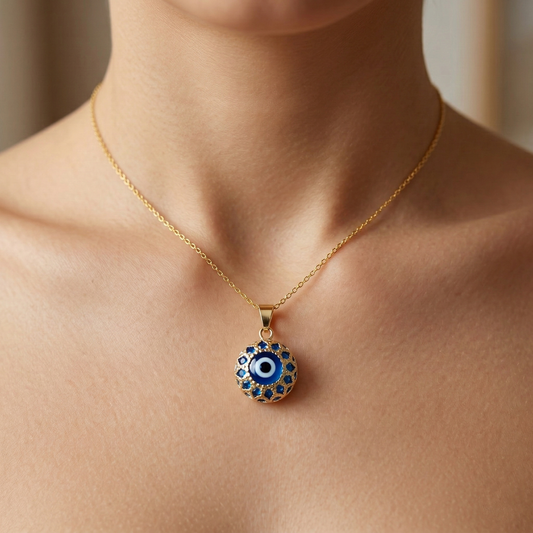 10K Gold Evil Eye Pendant Necklace | Good Luck Amulet, Meaningful Gift
