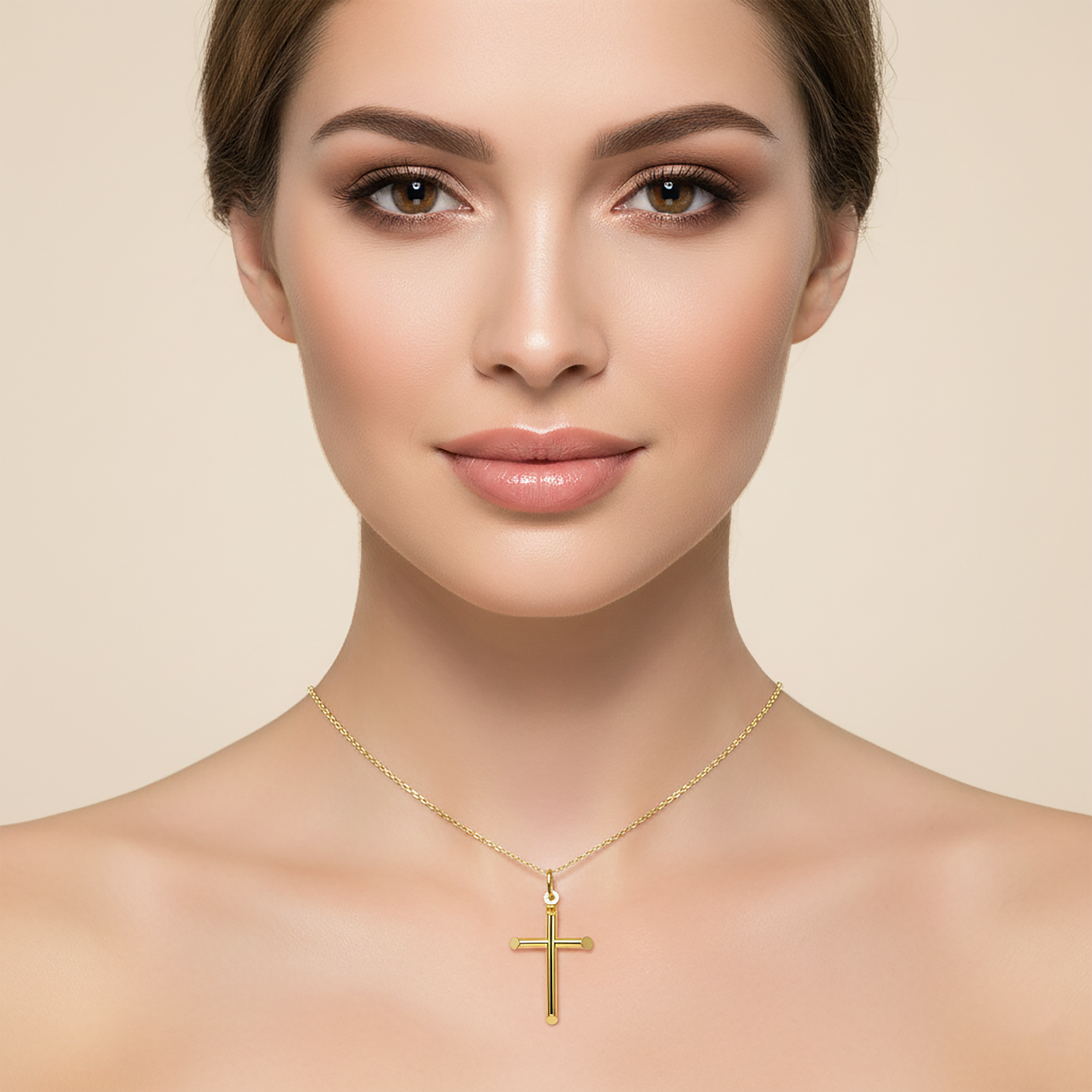Dainty 10K Yellow Gold Cross Pendant Necklace, Meaningful Gift