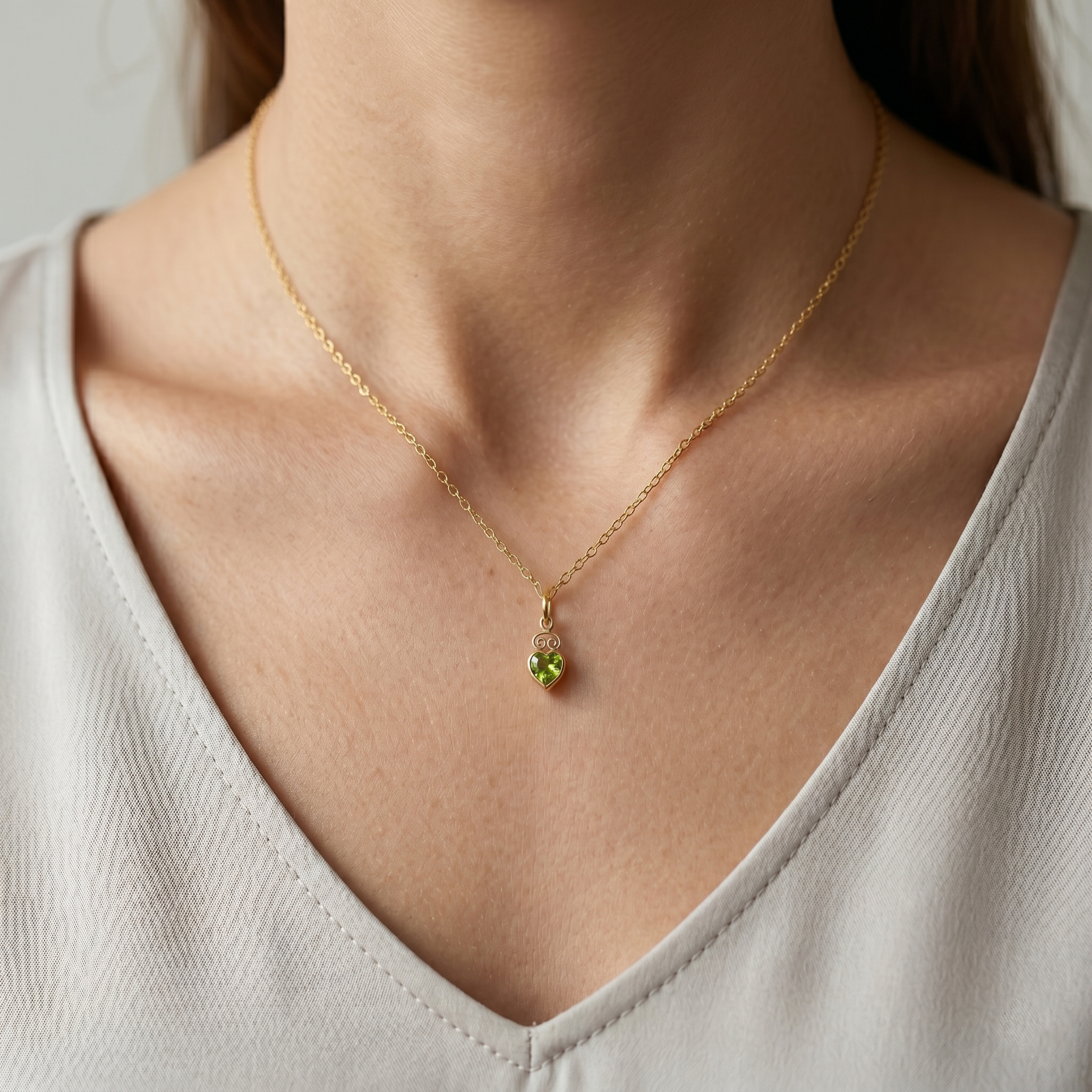 14K Yellow Gold Heart Pendant, Genuine Necklace, Birthstone Pendant, Solid Gold Heart Charm, Gemstone Gift for Her