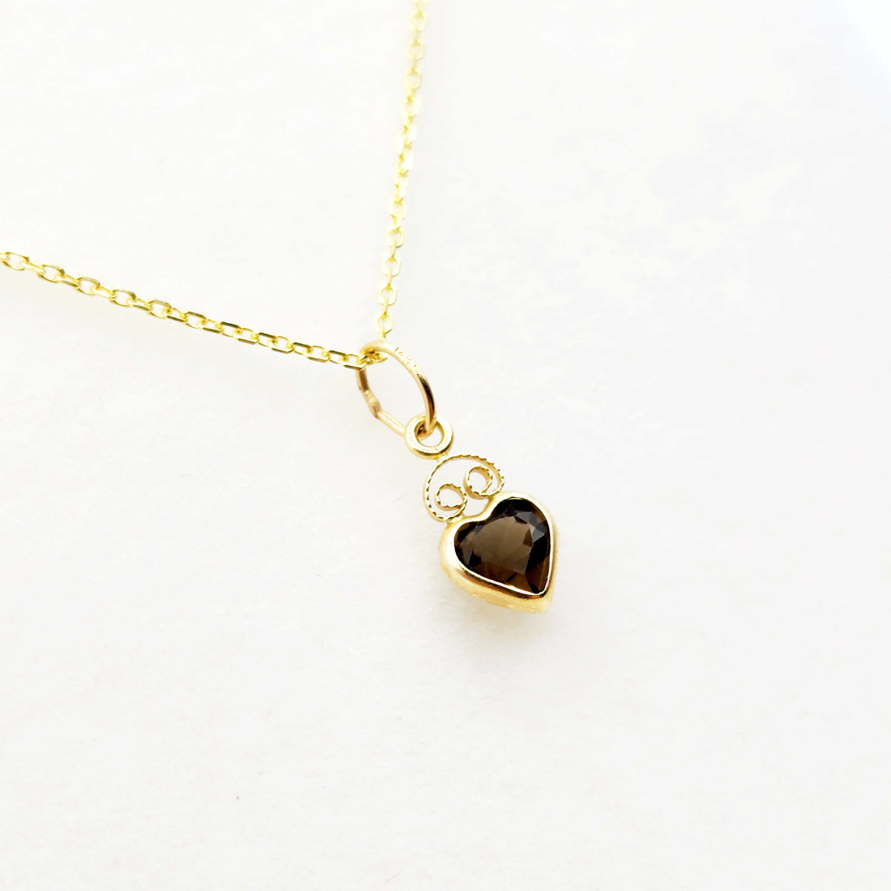 14K Yellow Gold Heart Pendant, Genuine Necklace, Birthstone Pendant, Solid Gold Heart Charm, Gemstone Gift for Her
