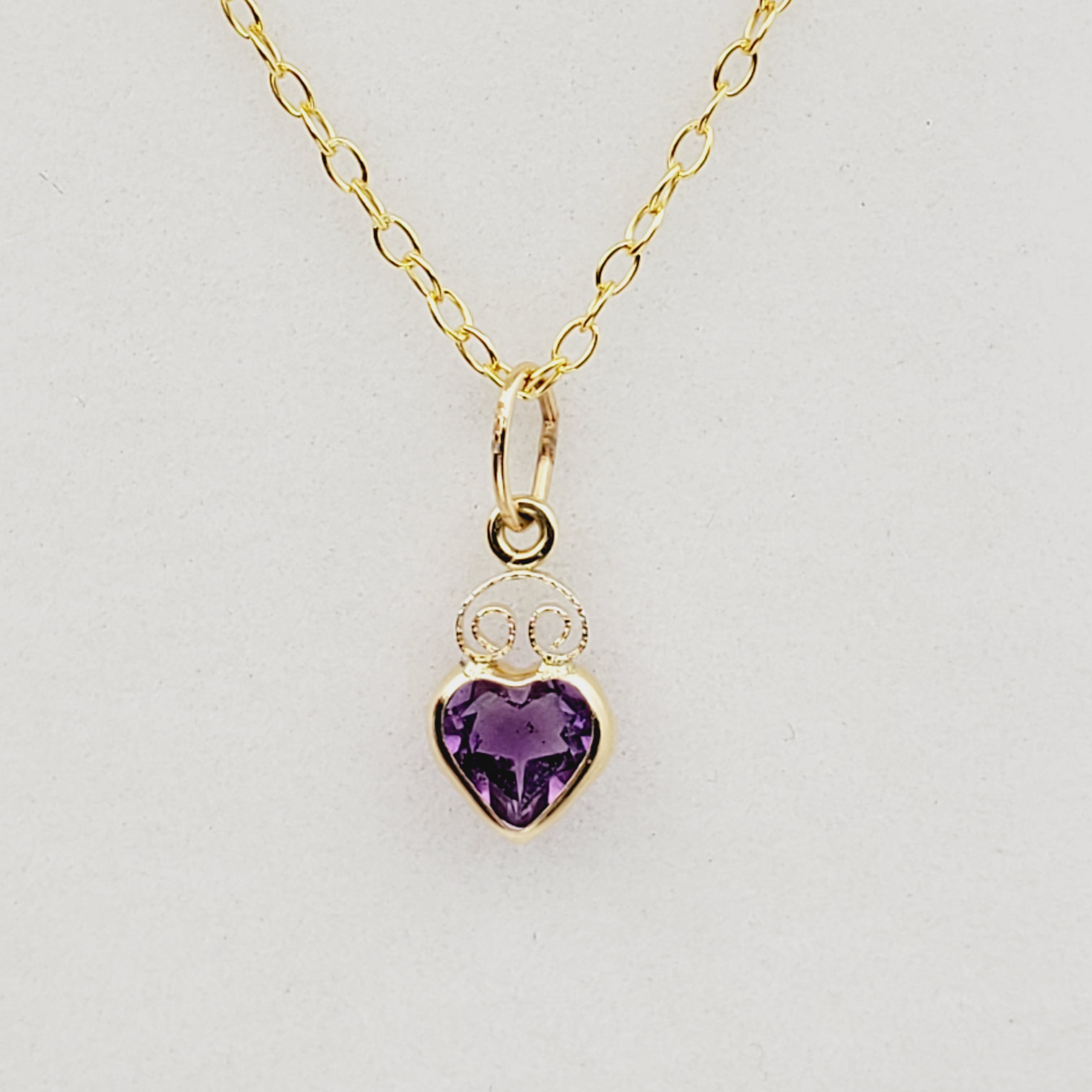 14K Yellow Gold Heart Pendant, Genuine Necklace, Birthstone Pendant, Solid Gold Heart Charm, Gemstone Gift for Her
