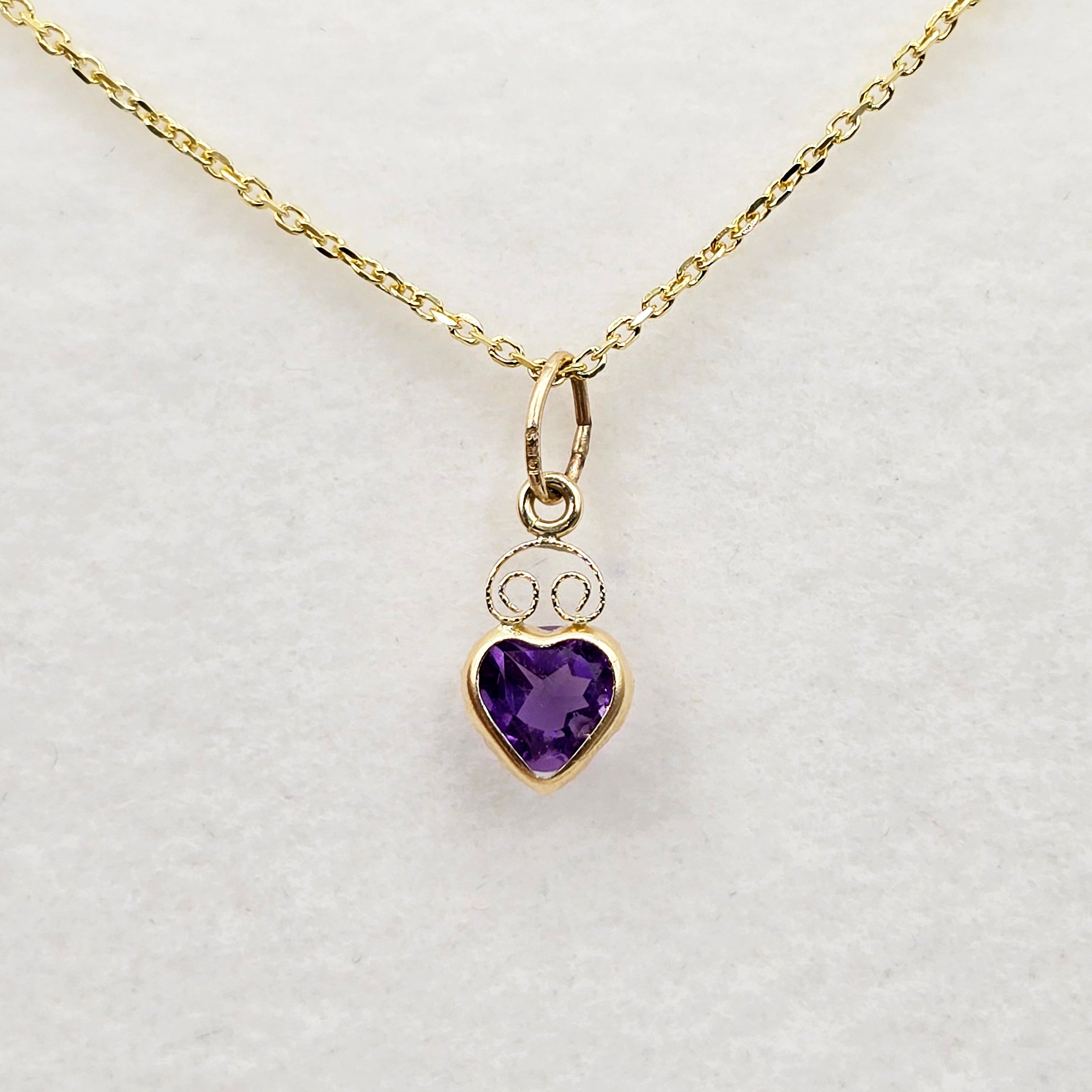 14K Gold Heart Gemstone 5mm Pendant, Citrine Amethyst Topaz
