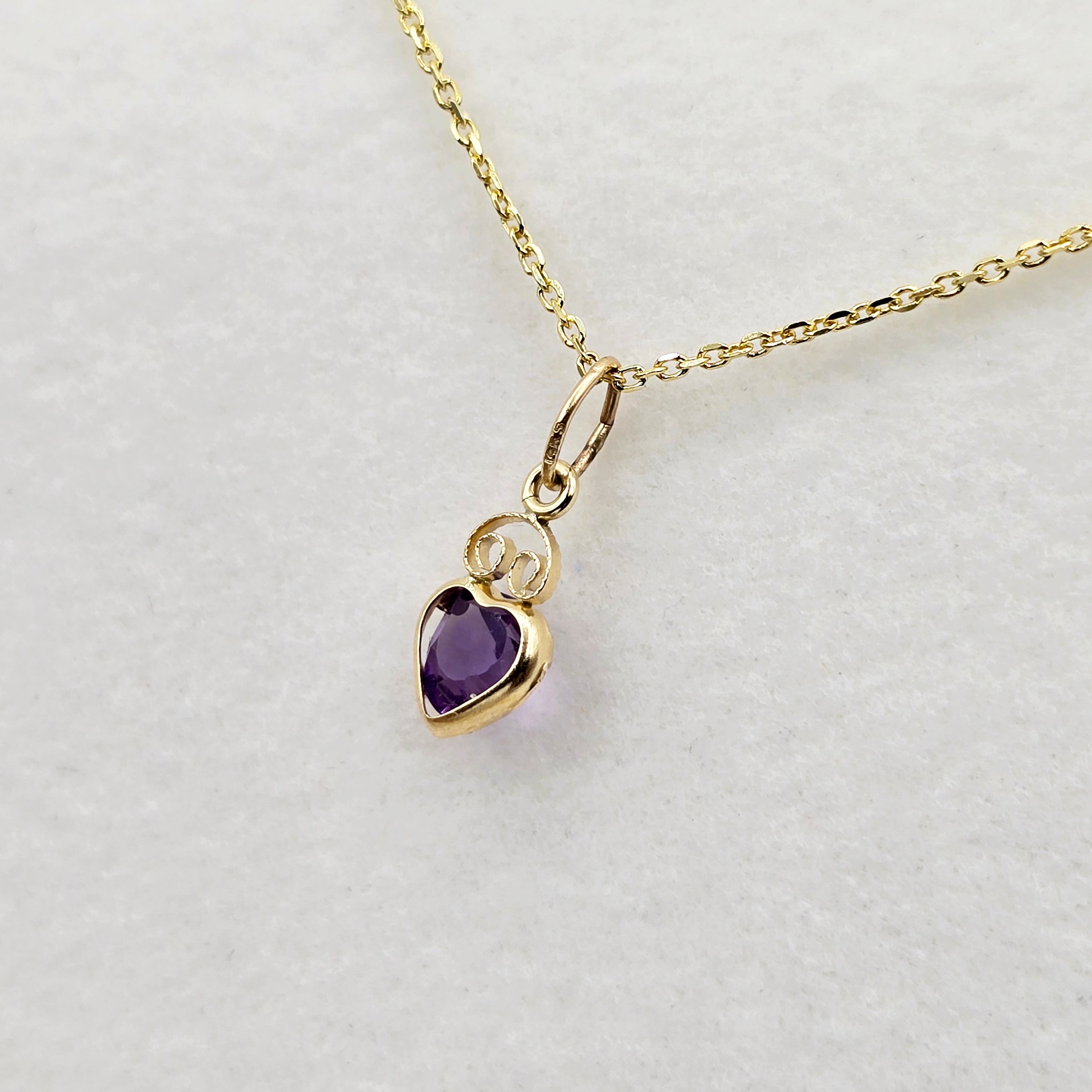 14K Gold Heart Gemstone 5mm Pendant, Citrine Amethyst Topaz