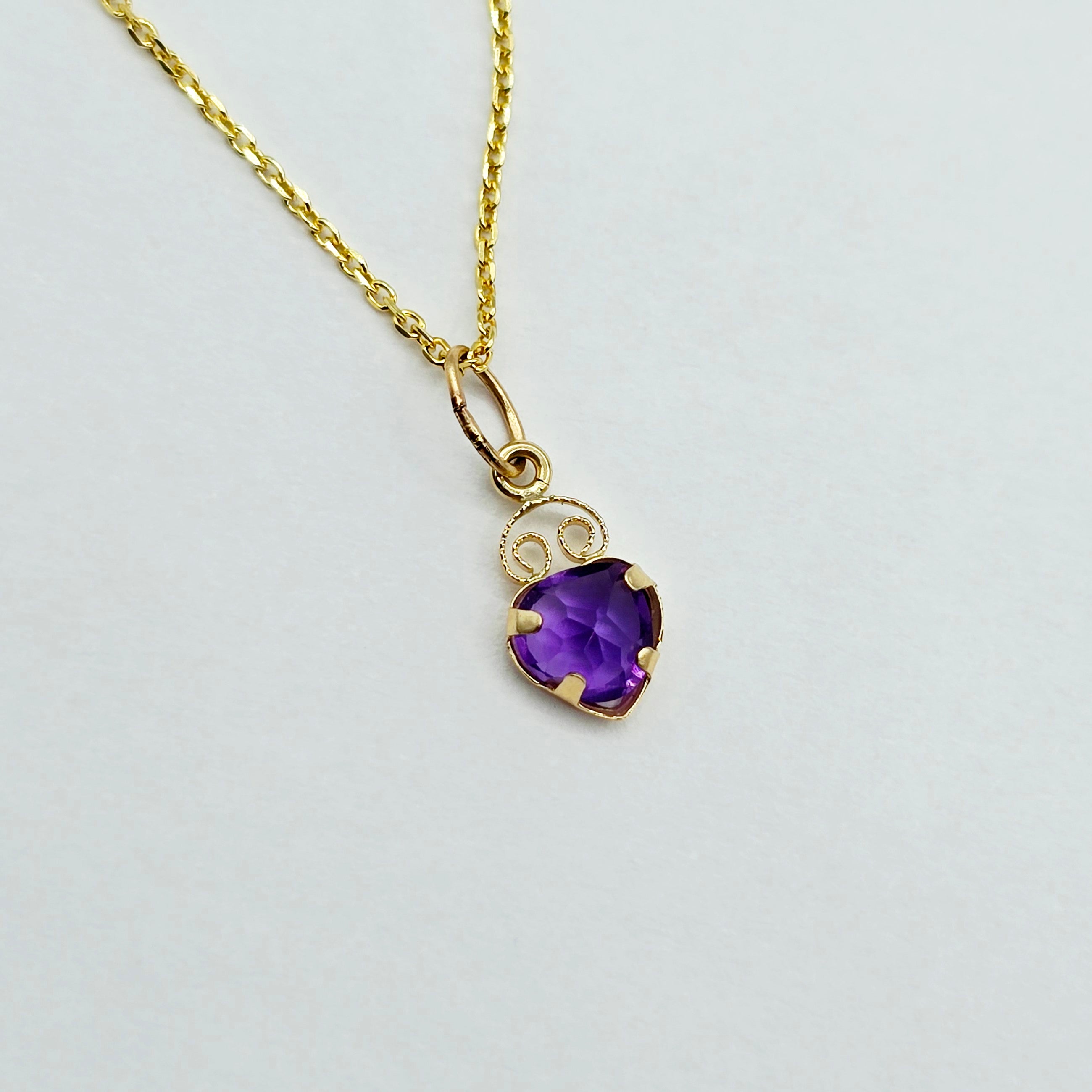 14K Gold Heart Gemstone 5mm Pendant, Citrine Amethyst Topaz