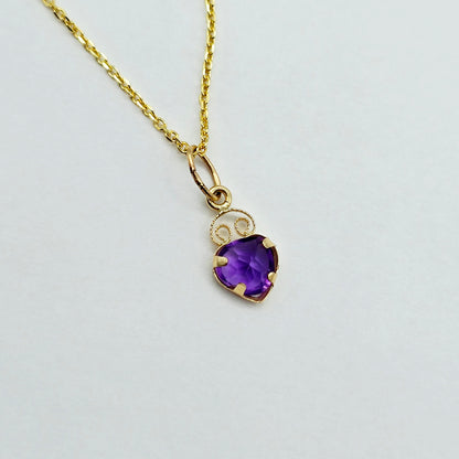 14K Gold Heart Gemstone 5mm Pendant, Citrine Amethyst Topaz