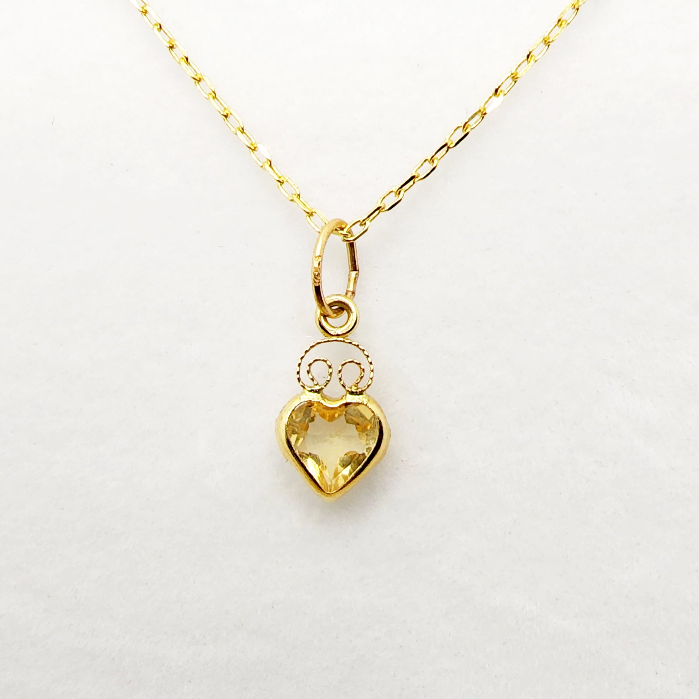 14K Yellow Gold Heart Pendant, Genuine Necklace, Birthstone Pendant, Solid Gold Heart Charm, Gemstone Gift for Her