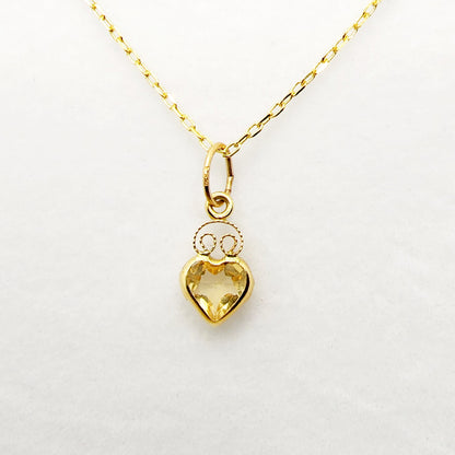 14K Yellow Gold Heart Pendant, Genuine Necklace, Birthstone Pendant, Solid Gold Heart Charm, Gemstone Gift for Her