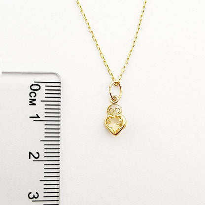 14K Yellow Gold Heart Pendant, Genuine Necklace, Birthstone Pendant, Solid Gold Heart Charm, Gemstone Gift for Her