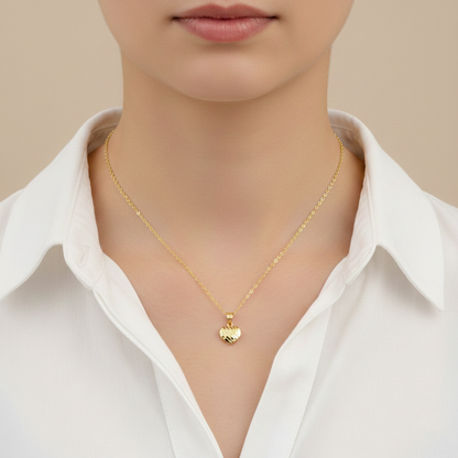10K Yellow Gold Heart Pendant Necklace, Dainty Charm, ValentineÆ’??s Day Gift