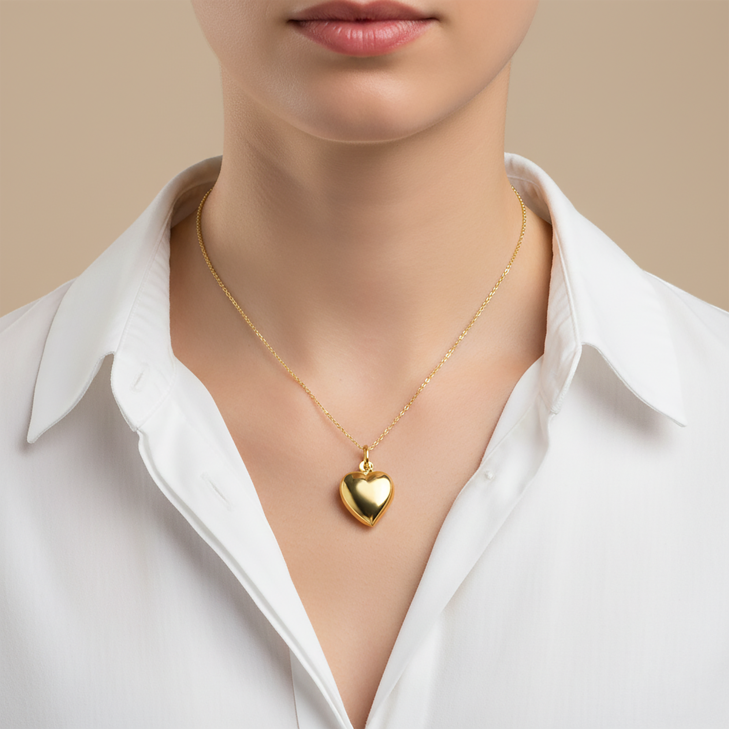 10k Yellow Gold Heart Pendant Necklace, Minimalist Jewelry, ValentineÆ’??s Day Gift