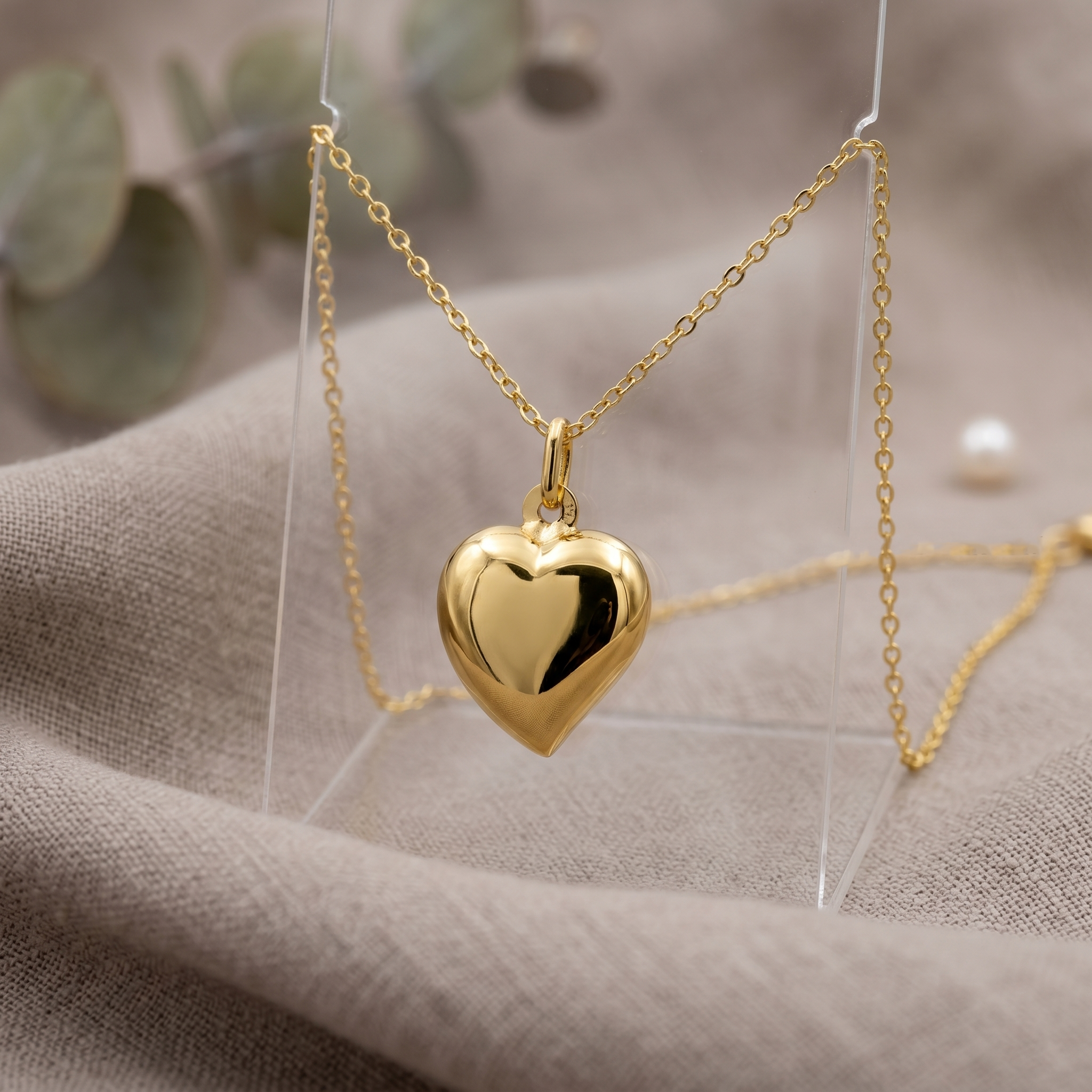 10k Yellow Gold Heart Pendant Necklace, Minimalist Jewelry, ValentineÆ’??s Day Gift