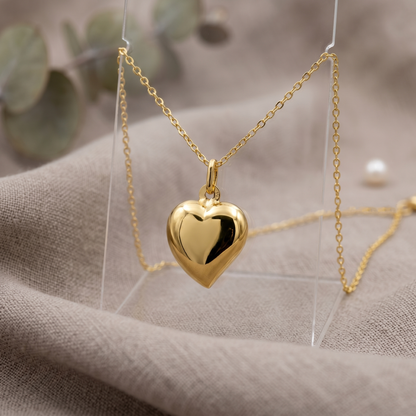 10k Yellow Gold Heart Pendant Necklace, Minimalist Jewelry, ValentineÆ’??s Day Gift