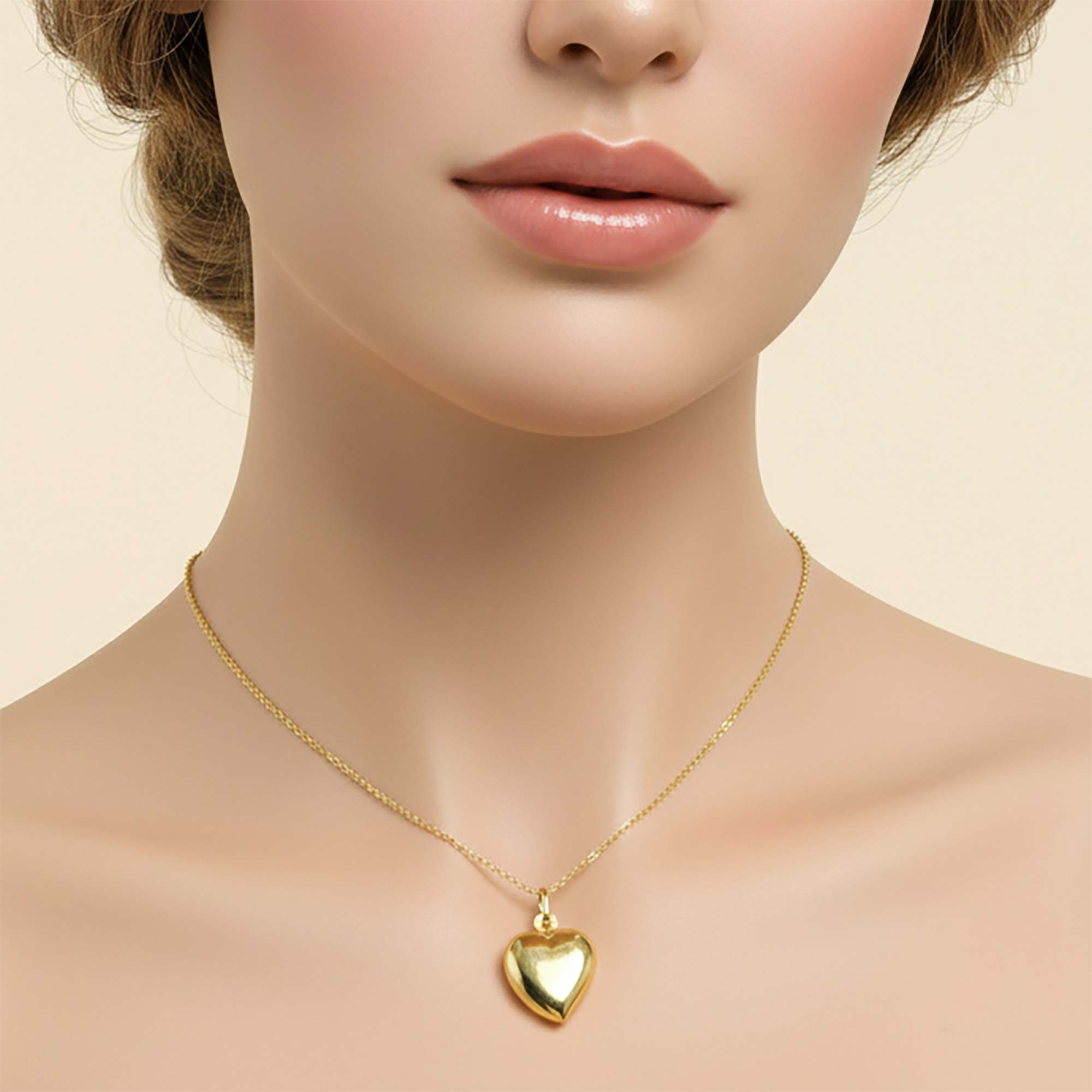 10k Yellow Gold Heart Pendant Necklace, Minimalist Jewelry, ValentineÆ’??s Day Gift