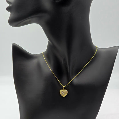 Gold Heart Pendant Necklace, 10K Yellow Gold Heart Pendant With CZ, Dainty Heart Gold, Charm Necklace, Valentine's Day Gift For Her