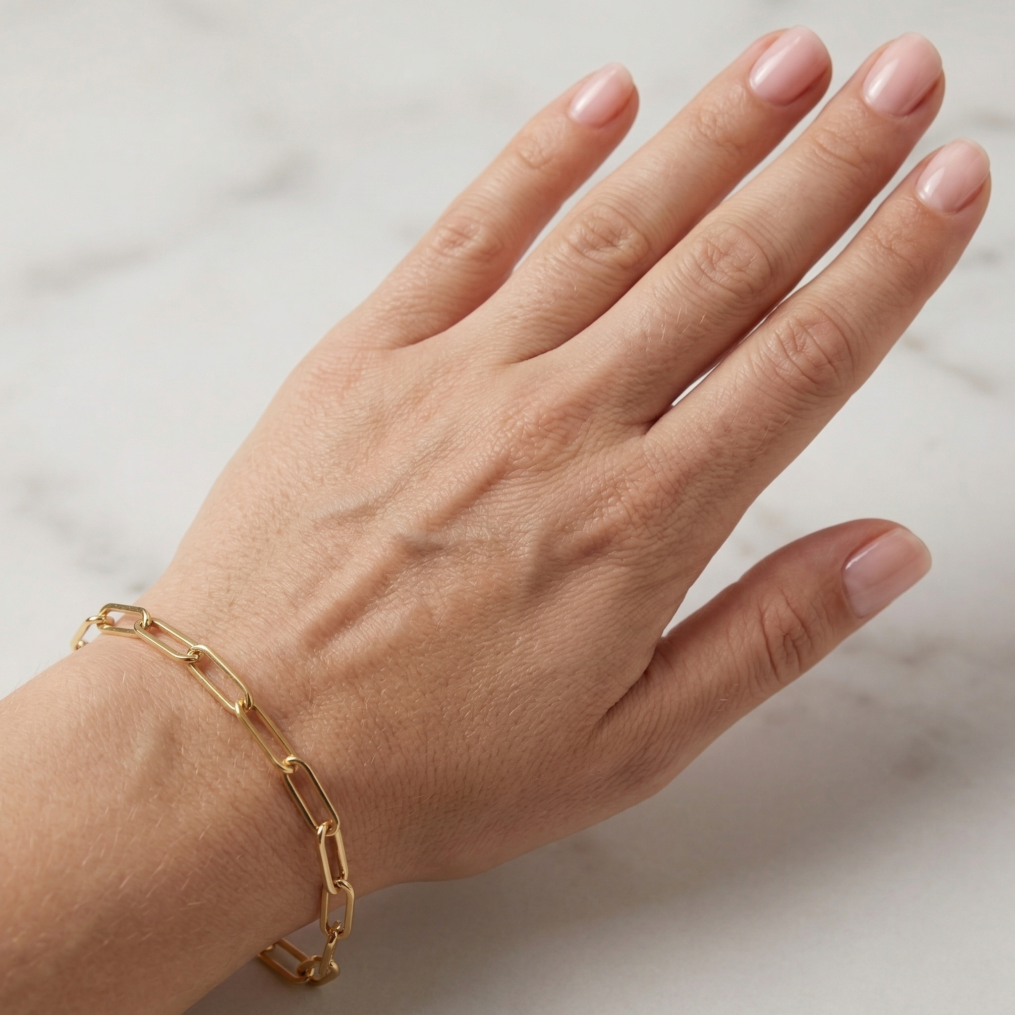 Dainty 10K Yellow Gold Paperclip Chain Bracelet, 4mm Links