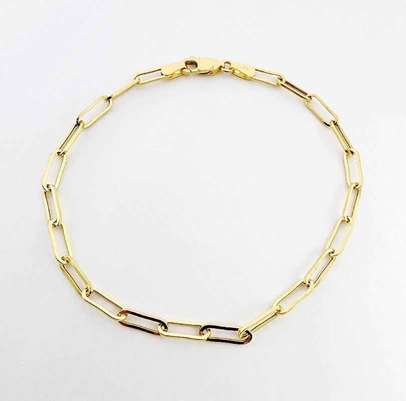 10K Yellow Gold Paperclip Bracelet, 3.2 mm, 7.5 inches