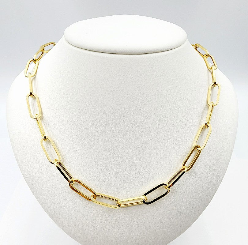 10K Yellow Gold Paperclip Chain, 6.45 mm, 18 inches