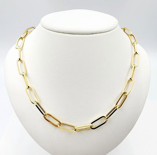 10K Yellow Gold Paperclip Chain, 6.45 mm, 18 inches