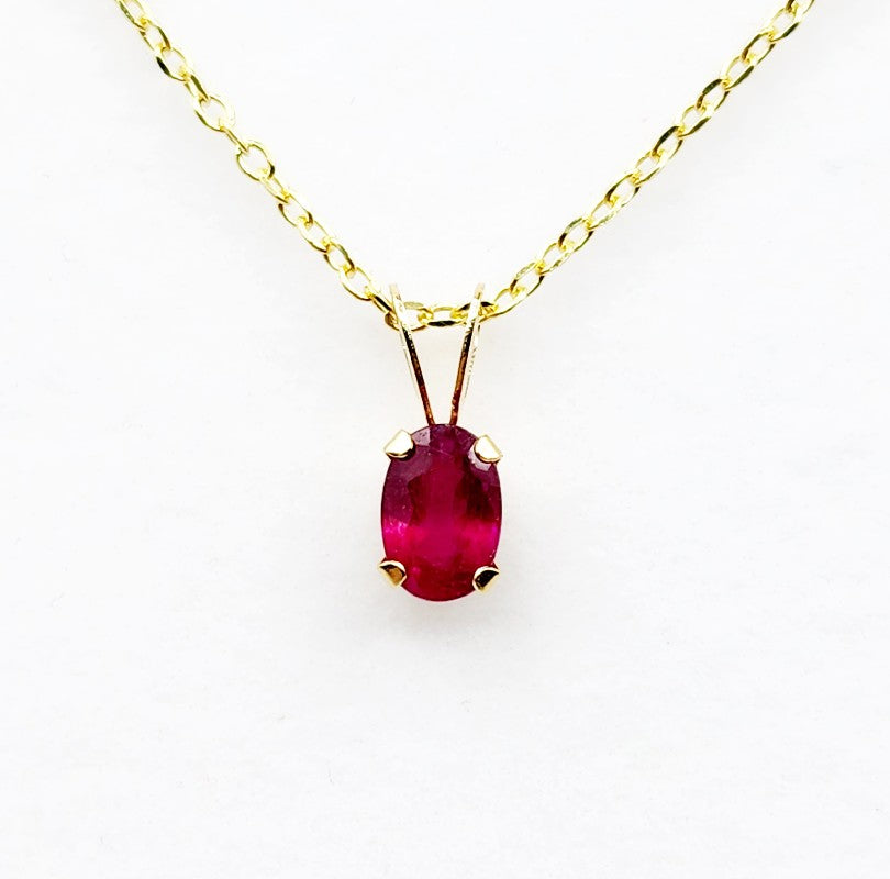 14K Yellow Gold Ruby 6x4mm Pendant