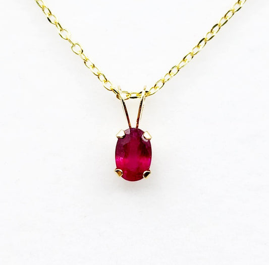 14K Yellow Gold Ruby 6x4mm Pendant