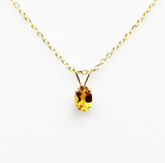 14K Yellow Gold Citrine 6x4mm Pendant