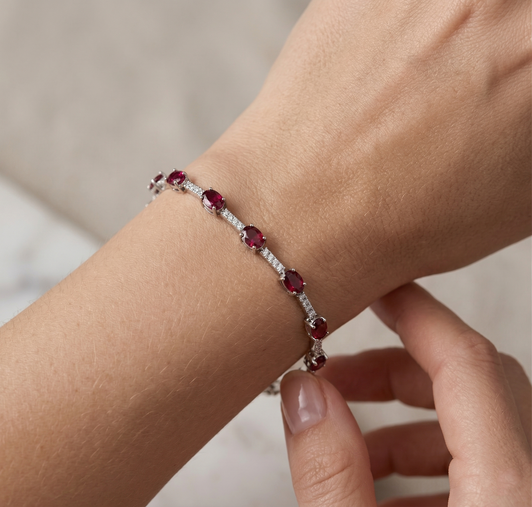 Sterling Silver Genuine Gemstone Bracelet , Ruby, Tanzanite, Aquamarine, Sapphire Rainbow Gemstone Tennis Bracelet, Gift for Her